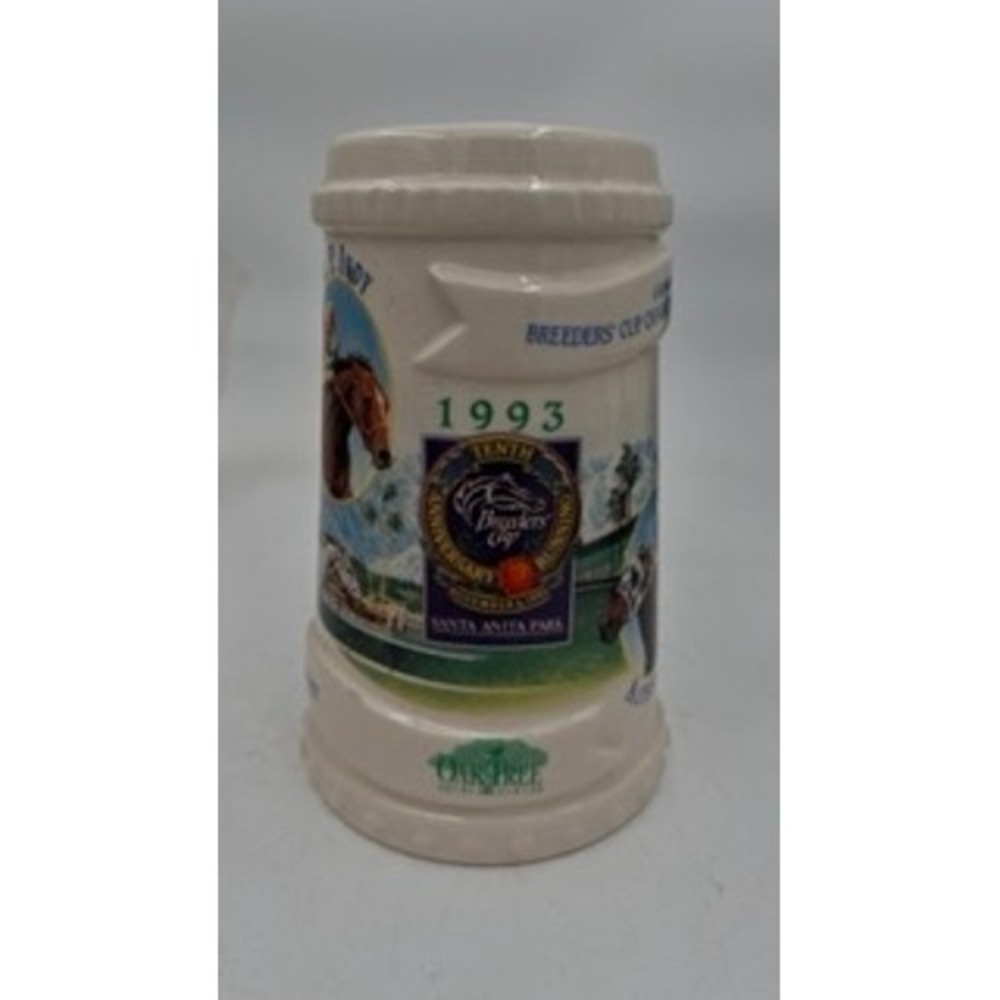 1993 Breeders Cup 10th Anniversary Santa Anita Park Ceramic Beer Stein Mug